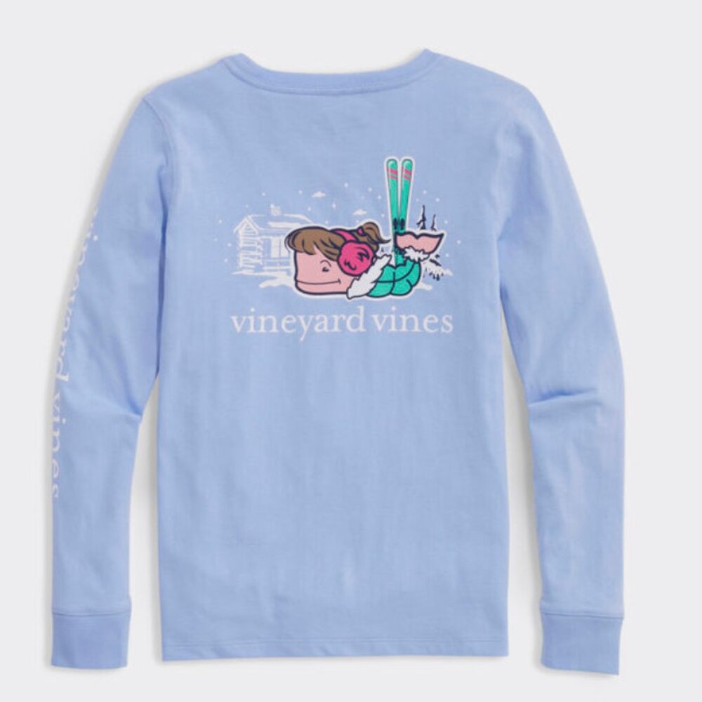 Vineyard Vines Girls Glitter Sli Whale Long-sleeve Pocket Tee - Size Large